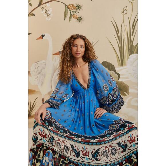 FARM Rio Anika Tiles Blue Maxi Dress - Picture 2 of 15